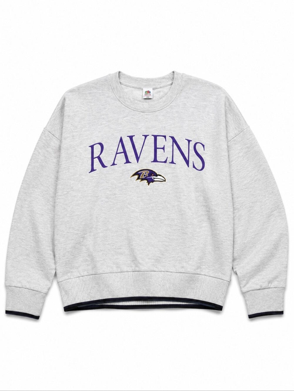 NFL Ravens Crewneck Sweatshirt - Light Gray with Purple